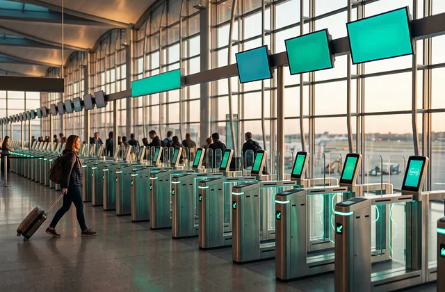 Traveller walking toward automated immigration e-gates at KLIA