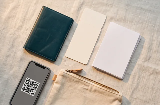 Flat lay of travel documents including a passport, boarding pass, and phone